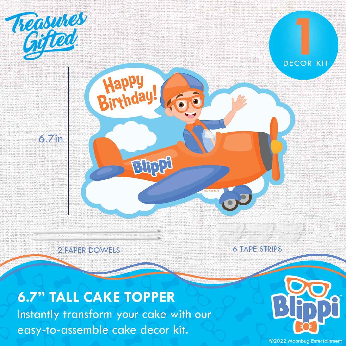 Treasures Gifted Officially Licensed Blippi Birthday Decorations Vehicle - Cake Topper Set - 1 Blippi Cake Topper & 24 Cupcake Toppers & Wrappers