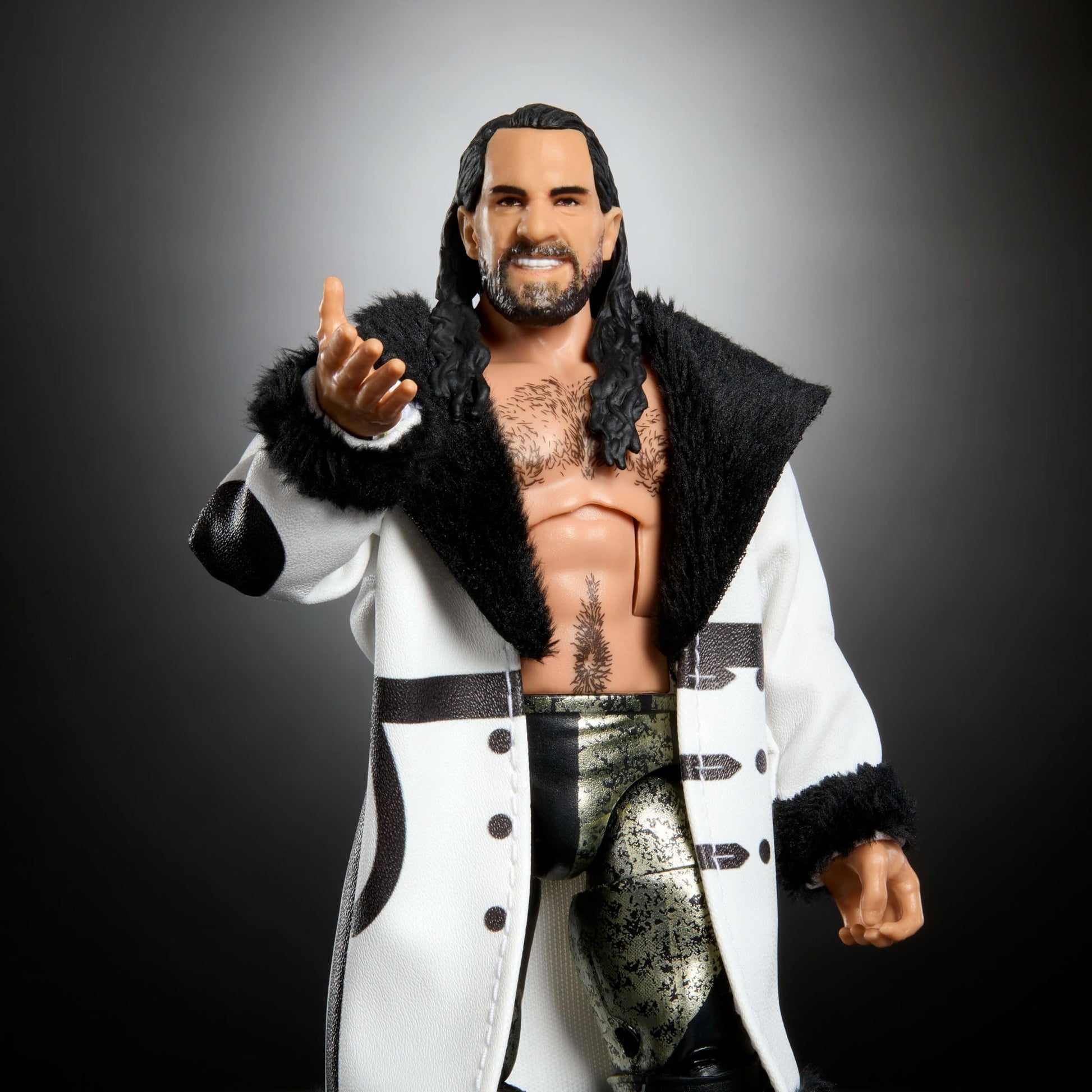 Mattel WWE Top Picks Elite Action Figure & Accessories Set, Seth “Freakin” Rollins 6-inch Collectible with Swappable Hands, Ring Gear & 25