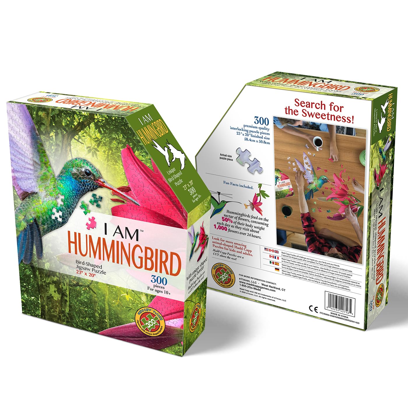 Madd Capp I Am Hummingbird 300-Piece Bird-Shaped Jigsaw Puzzle , Multicolored