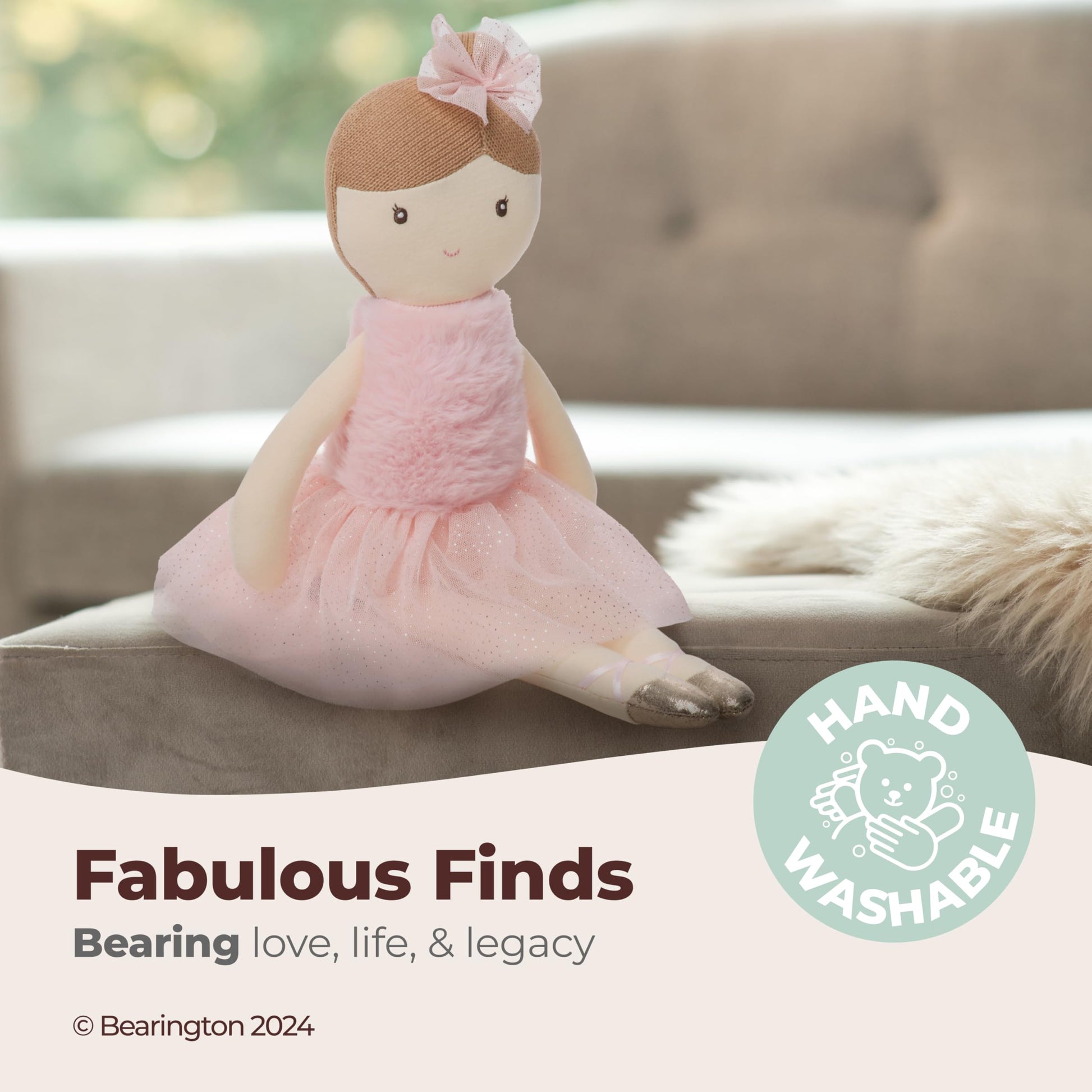 Bearington Collection Lil' Brunette Ballerina 16.5 in - Stuffed Ballerina Doll - Plush Toys for Girls