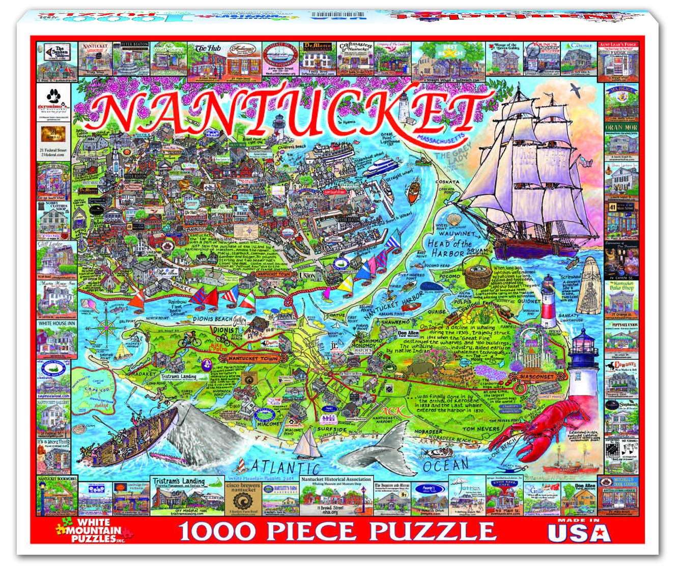 White Mountain 1000 Piece Jigsaw Puzzle Coastal Island, Nantucket, MA