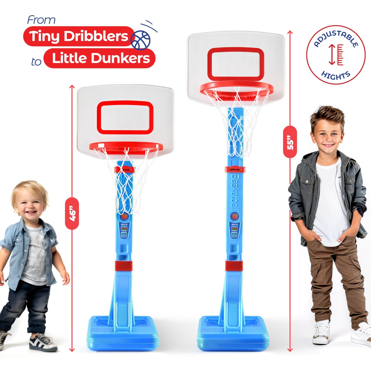 Play22 Toddler Basketball Hoop Indoor for Kids - Height Adjustable Baby Basketball Hoop Set, 4 Balls & Pump, Boys & Girls Toddler Outdoor Toys