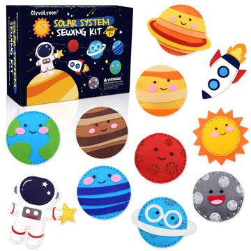CiyvoLyeen Space Sewing Kit for Kids Solar System DIY Activity Kids Felt Craft Supplies for 7 8 9 10 11 12 Girls and Boys Educational Beginners Sewing