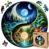 LEOGOR Wooden Puzzles for Adults 500 Pieces (18 x 17.8 in), Extra-Thick 5mm Round XL Wood Jigsaw, Yin Yang Puzzle, Unique Whimsical Pieces