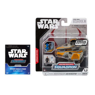 Star Wars Micro Galaxy Squadron Anakin's Jedi Interceptor (Armada Edition) Mystery Bundle - 3-Inch and 2.5-Inch Vehicles with Accessories (Amazon