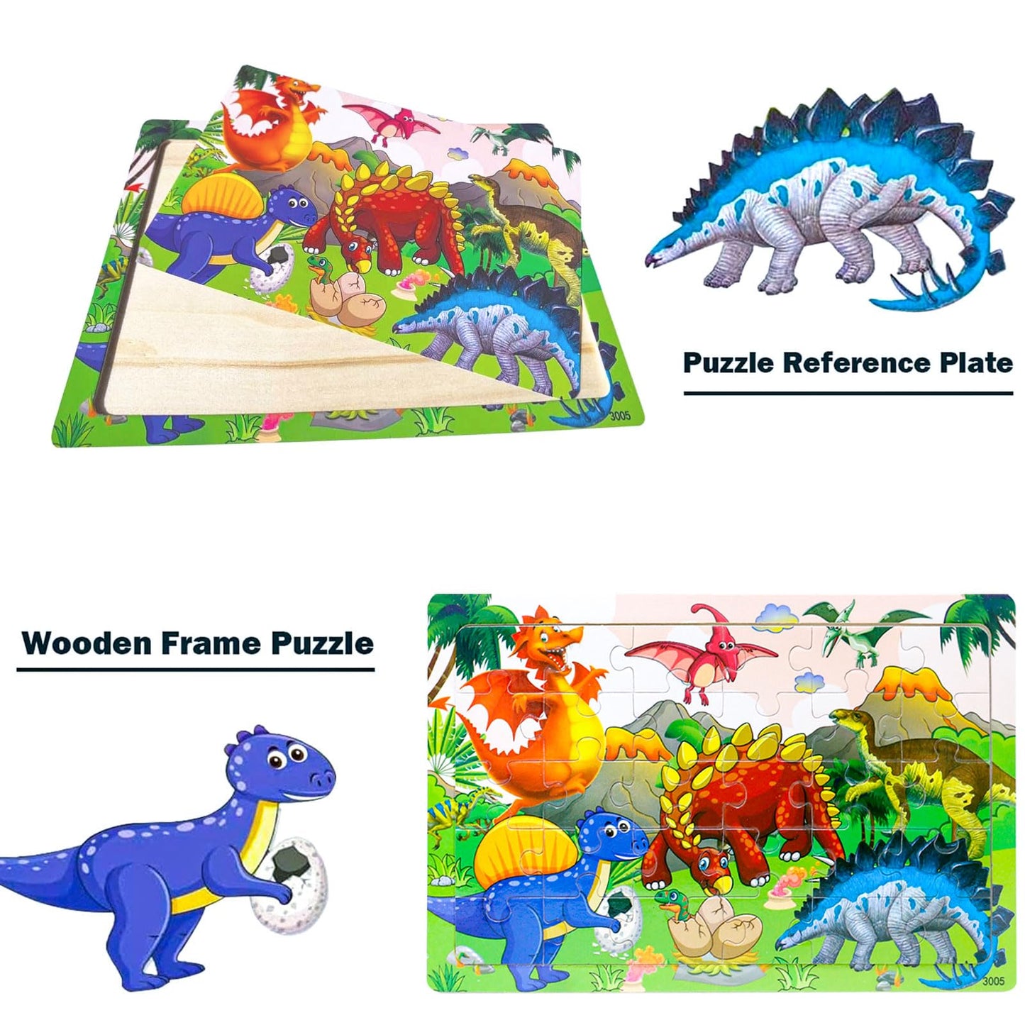 Wooden Jigsaw Puzzles for Kids Ages 3-5 Year Old, 6 Pack 30 Pieces Kids Puzzles Colorful Preschool Educational Learning Toys Present Set for Toddler