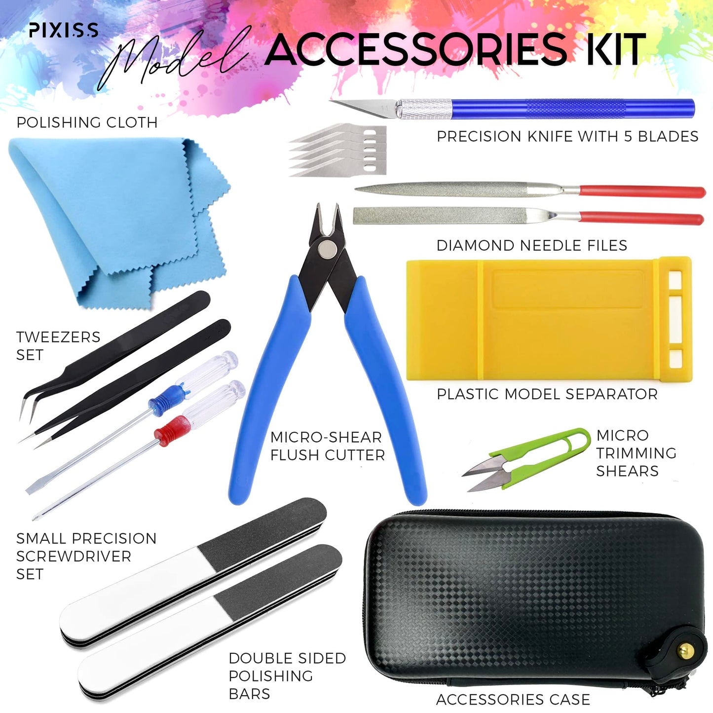 Testors Model Paint and Pixiss Model Accessory Kit - 10 Rich Enamel Paints - Fast Drying - Adheres to Plastic, Paper, Metal - Includes Essential Tools