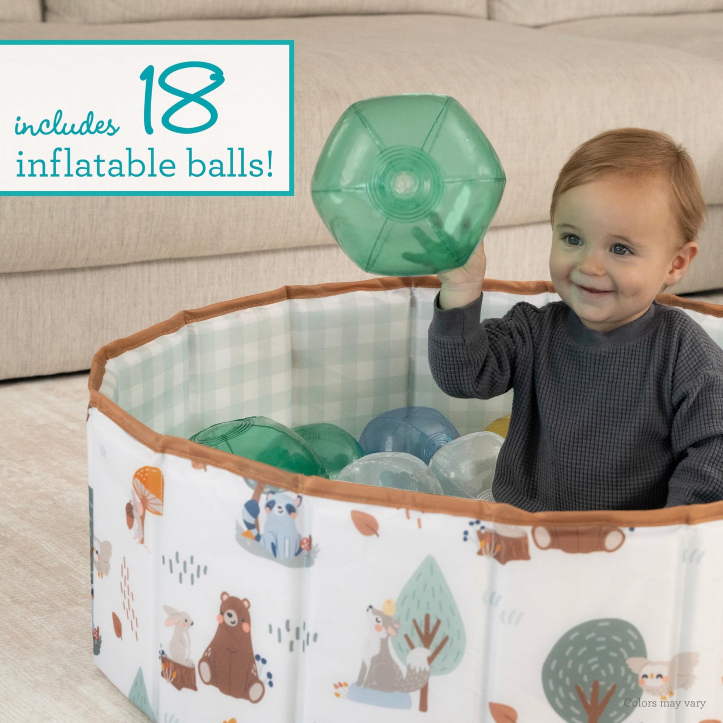 Infantino Big Fun Baby Ball Pit with 18 Balls, Foldable Play Mat