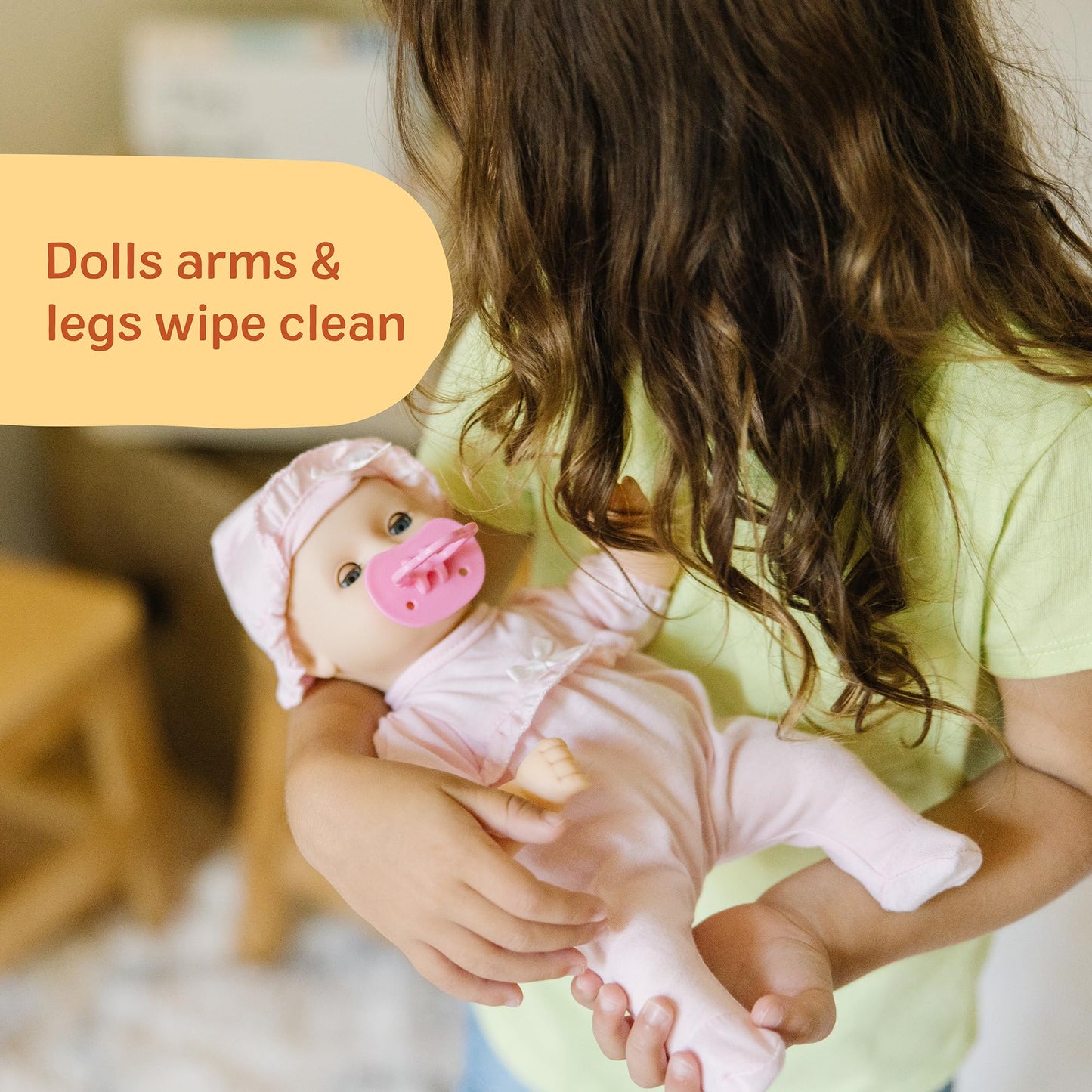 Melissa & Doug Mine to Love Jenna 12" Baby Doll with Moving Eyes, Thumb & Pacifier Sucking Action, Doll Clothes & Accessories, Toddler Toys for Girls