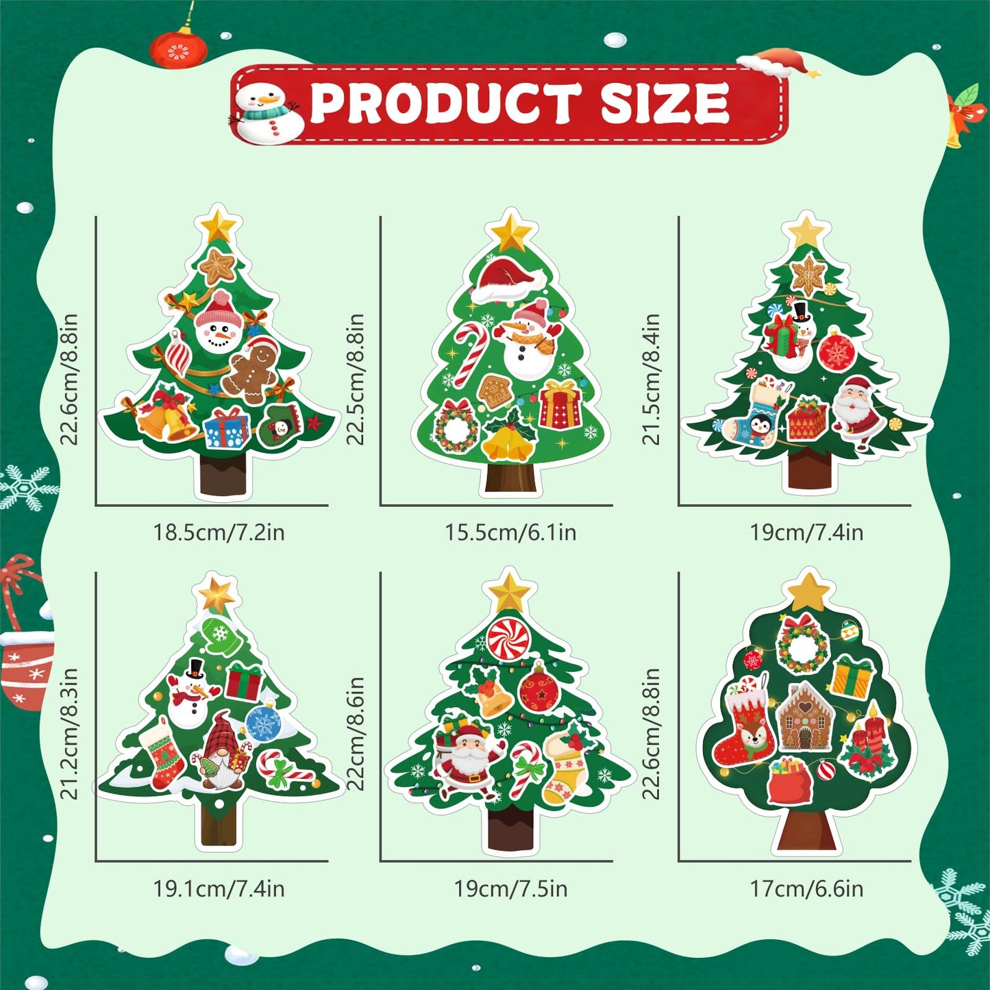 SYUCVQI Large Size Christmas Crafts Kit DIY Christmas Tree Ornament with Glue Dots and Twine Kits Xmas Hanging Ornaments for Holiday Decorations