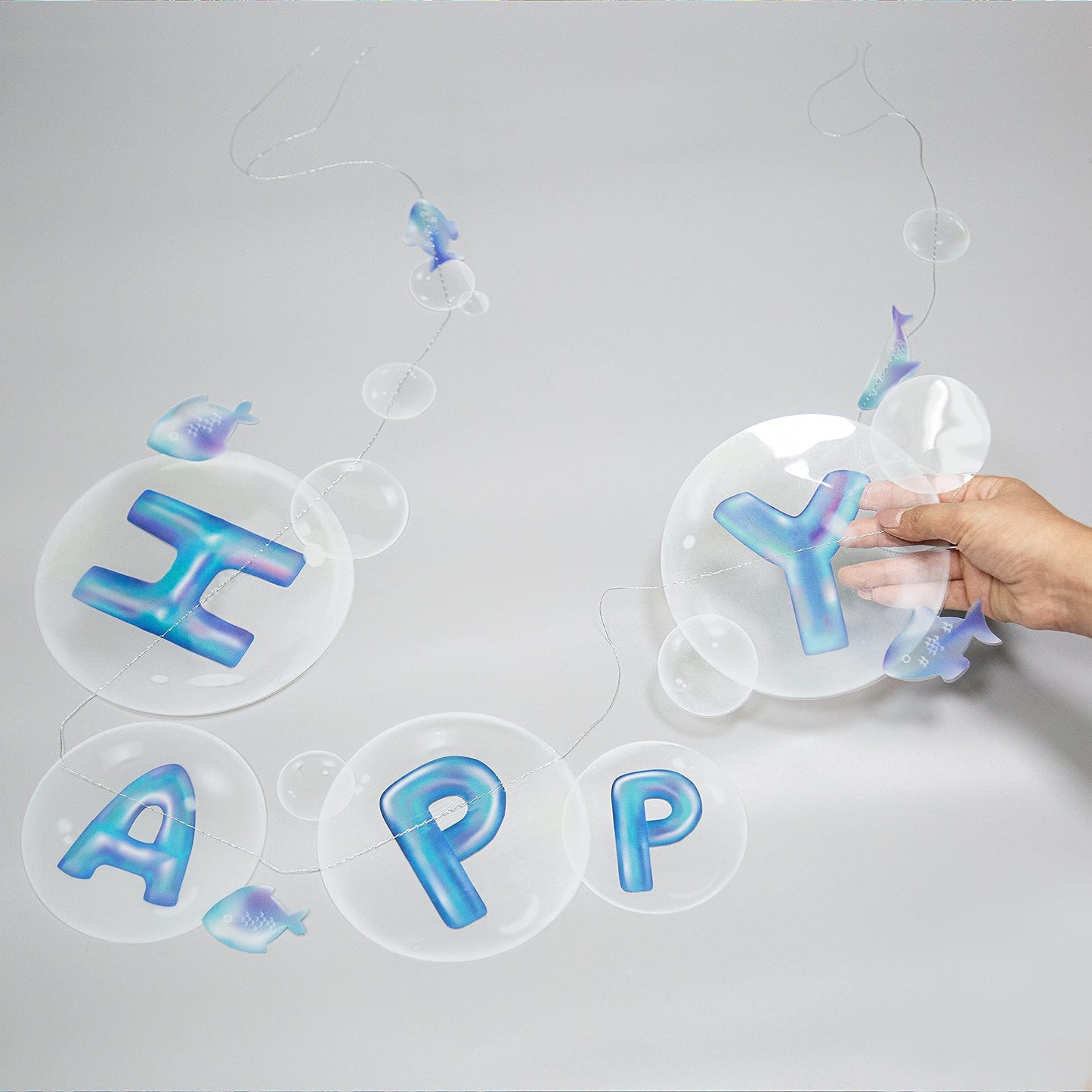 Cheerland Ocean Happy Birthday Banner Under the Sea Bubble Party Decorations Mermaid Birthday Decoartion for Kids Hanging Banner Underwater Garlands