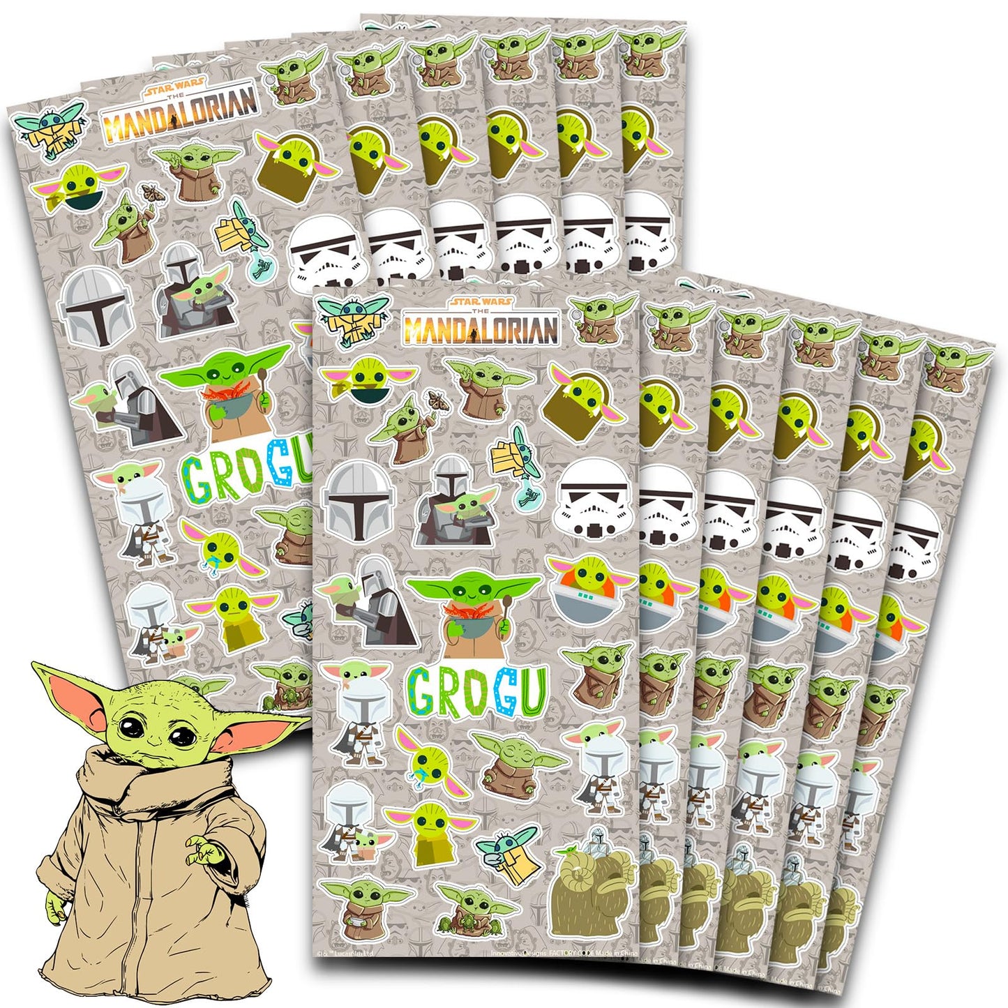Baby Yoda Stickers Party Favors for Boys & Girls 12 Pack Bundle