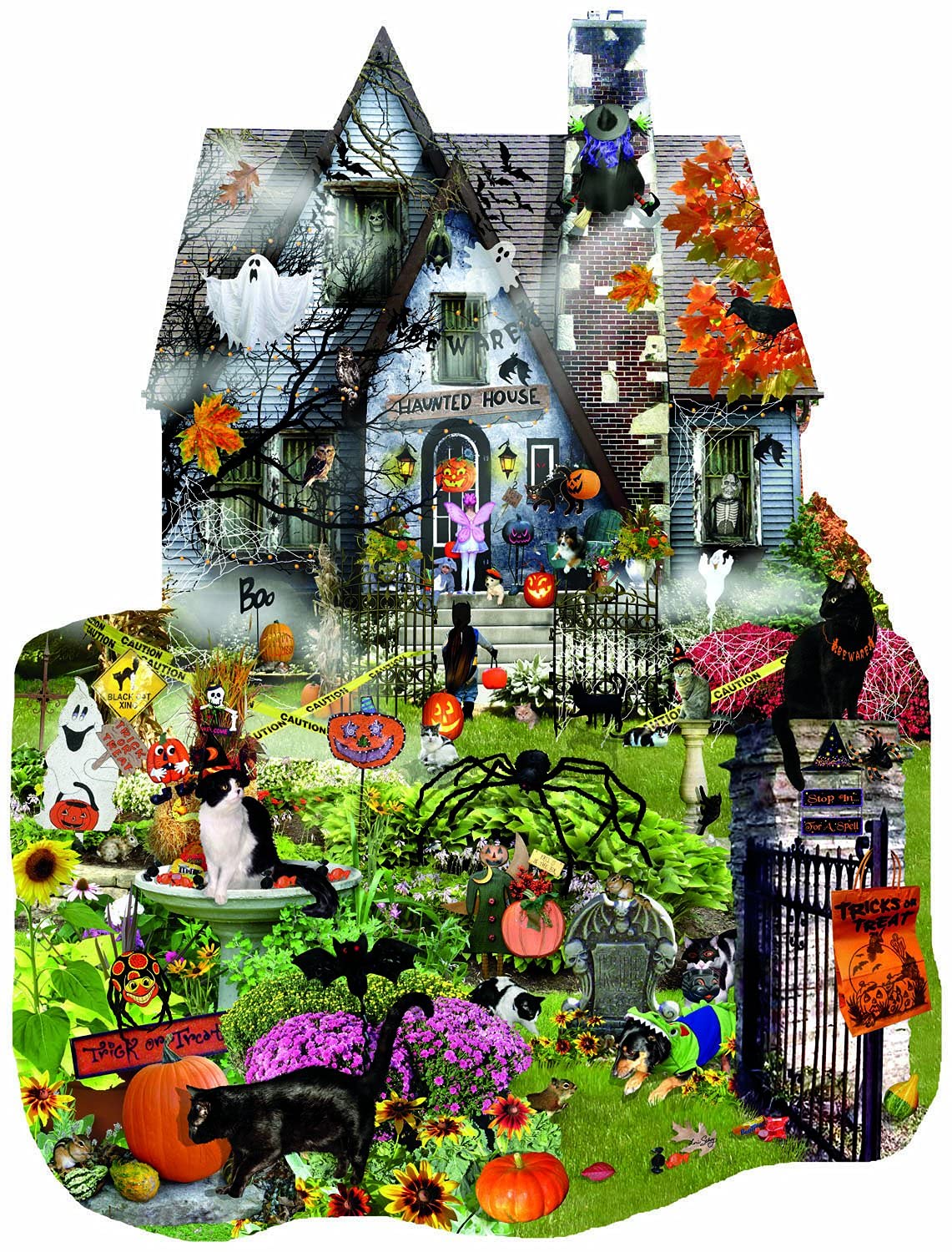 SUNSOUT INC - Spooky House - 1000 pc Special Shape Jigsaw Puzzle by Artist: Lori Schory - Finished Size 26.5" x 35" Halloween - MPN# 95615