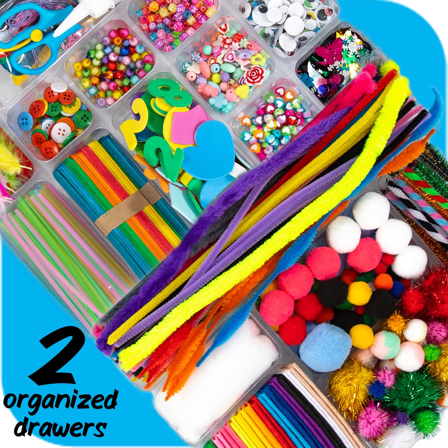 Arts and Crafts Supplies for Kid - 1600+Pcs Craft Kits for Kids - DIY School Craft Project for Kids Age 4 5 6 7 8-12 Christmas Gifts for Girls