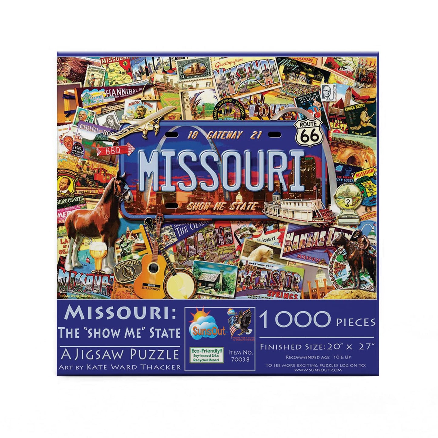 SUNSOUT INC - Missouri: The Show Me State - 1000 pc Jigsaw Puzzle by Artist: Kate Ward Thacker - Finished Size 20" x 27" - MPN# 70038