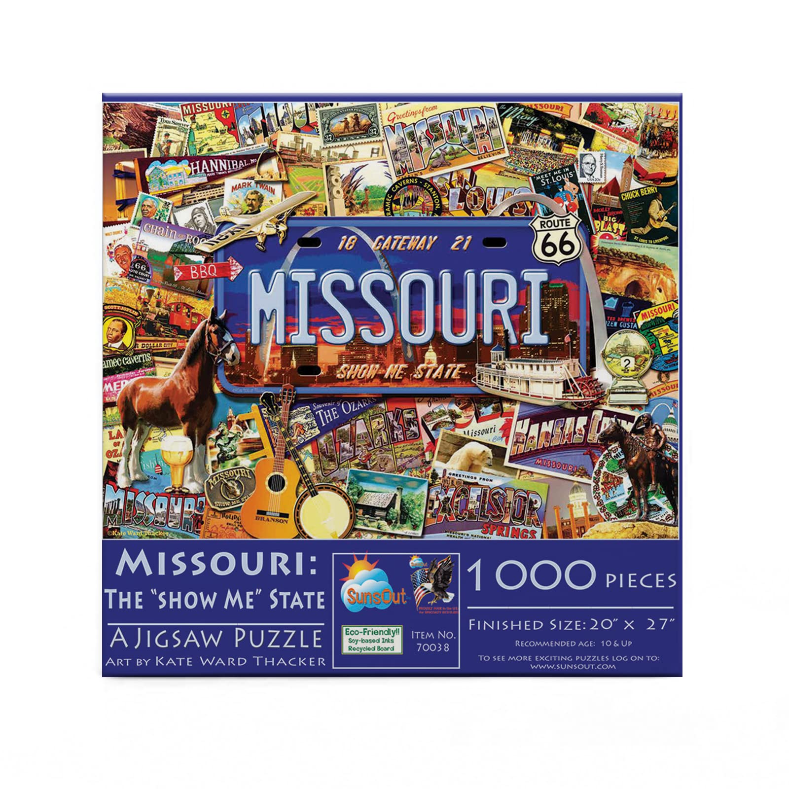 SUNSOUT INC - Missouri: The Show Me State - 1000 pc Jigsaw Puzzle by Artist: Kate Ward Thacker - Finished Size 20" x 27" - MPN# 70038