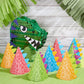 BLUE PANDA Dinosaur Party Hats - 24 Pack, Multicolor T-Rex Cone, One Size Adjustable - Birthday & Party Hats for Kids & Toddlers