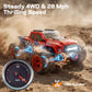 Vroomix 1:16 4WD RC Car, Red Remote Control Light Hobby Racing Monster Truck Toy Gift for Kids, 3 Driving Modes, Up to 28 Mph, 35 Mins, 110 Ft Range