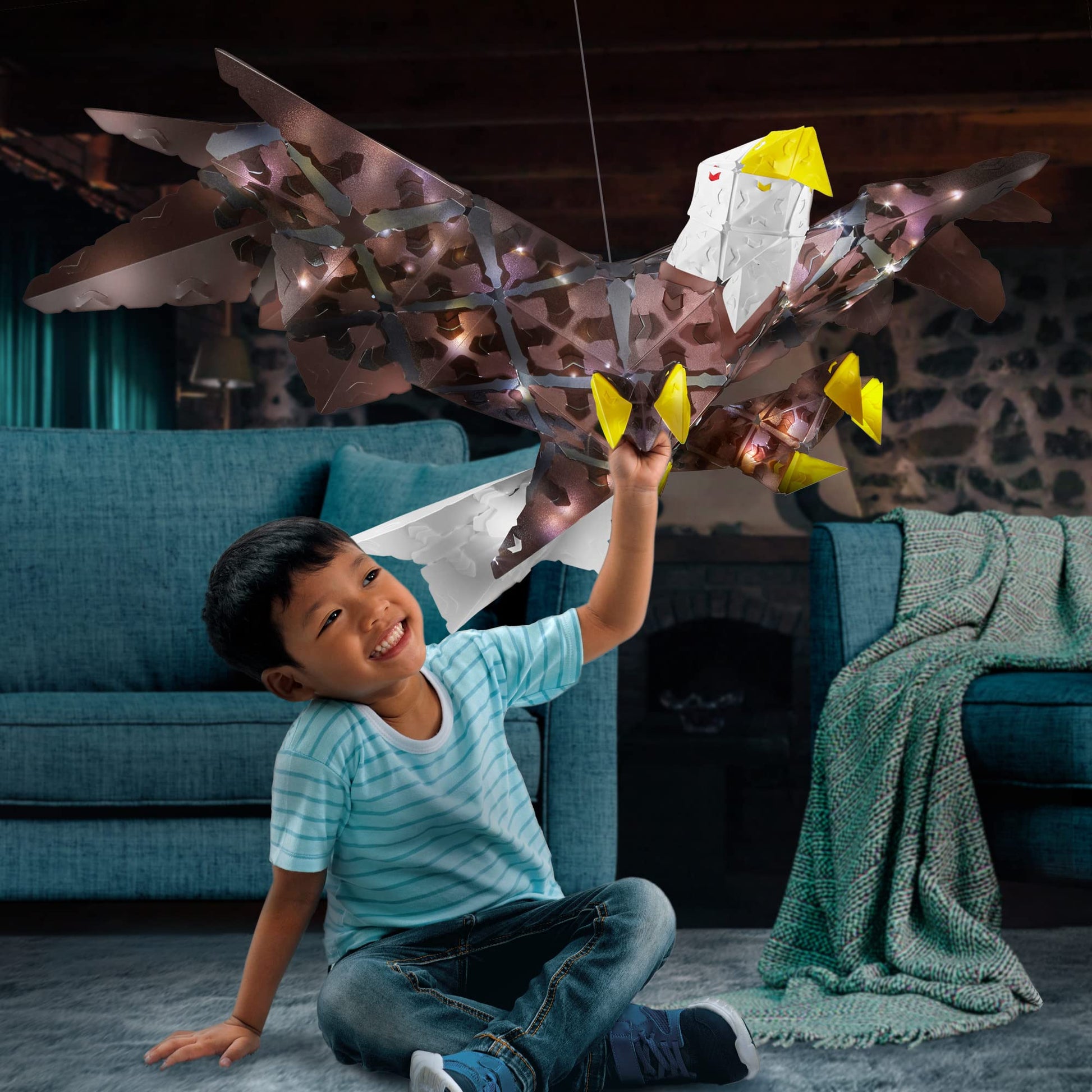Thames & Kosmos Creatto American Bald Eagle & Frontier Friends Light-Up 3D Puzzle Kit | Includes Creatto Puzzle Pieces to Make Your Own Illuminated
