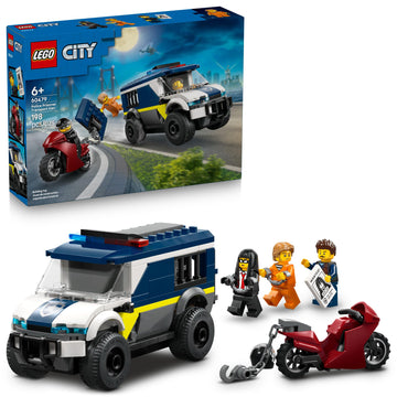 LEGO City Police Prisoner Transport Van - Police Toy for Kids, Boys & Girls Ages 6+ - Emergency Vehicle & Motorcycle Building Kit - Officer and 2