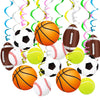 MoShining Sports Hanging Swirls Banner Decor 60 Pieces Foil Ceiling Hanging Swirls Streams Banner Decorations Garland for Kids Sport Celebrating