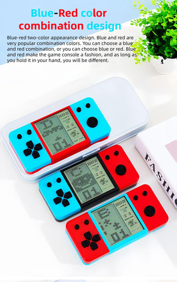 CUZCOP Retro Brick Game Game Blue-red Color Design Built-in 26 Cube Block Games Leisure Entertainment Electronic Block Puzzle Children/Student/Parents