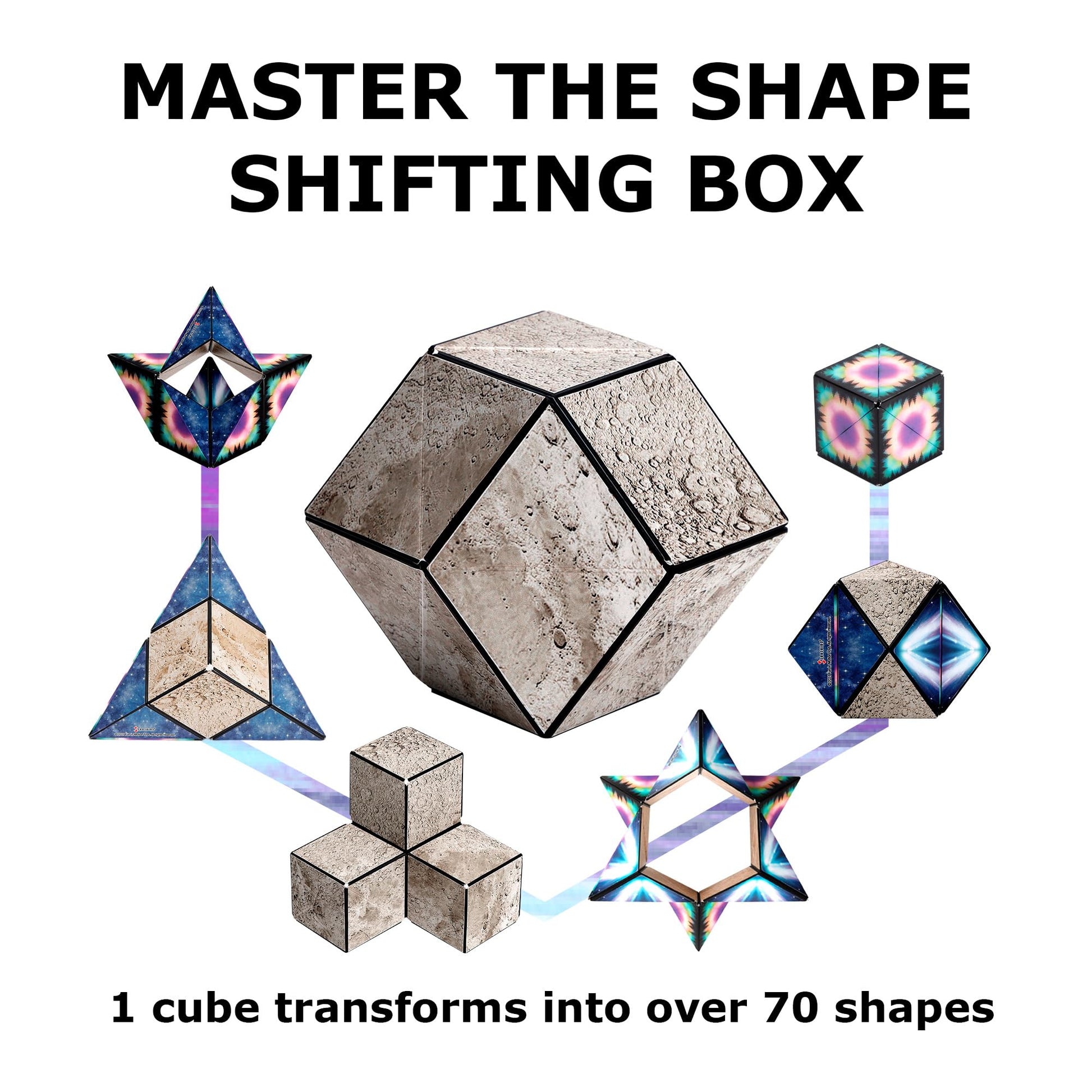 Shashibo Shape Shifting Box - Award-Winning, Patented Fidget Cube w/ 36 Rare Earth Magnets - Transforms Into Over 70 Shapes, Gift Box, Download Fun in