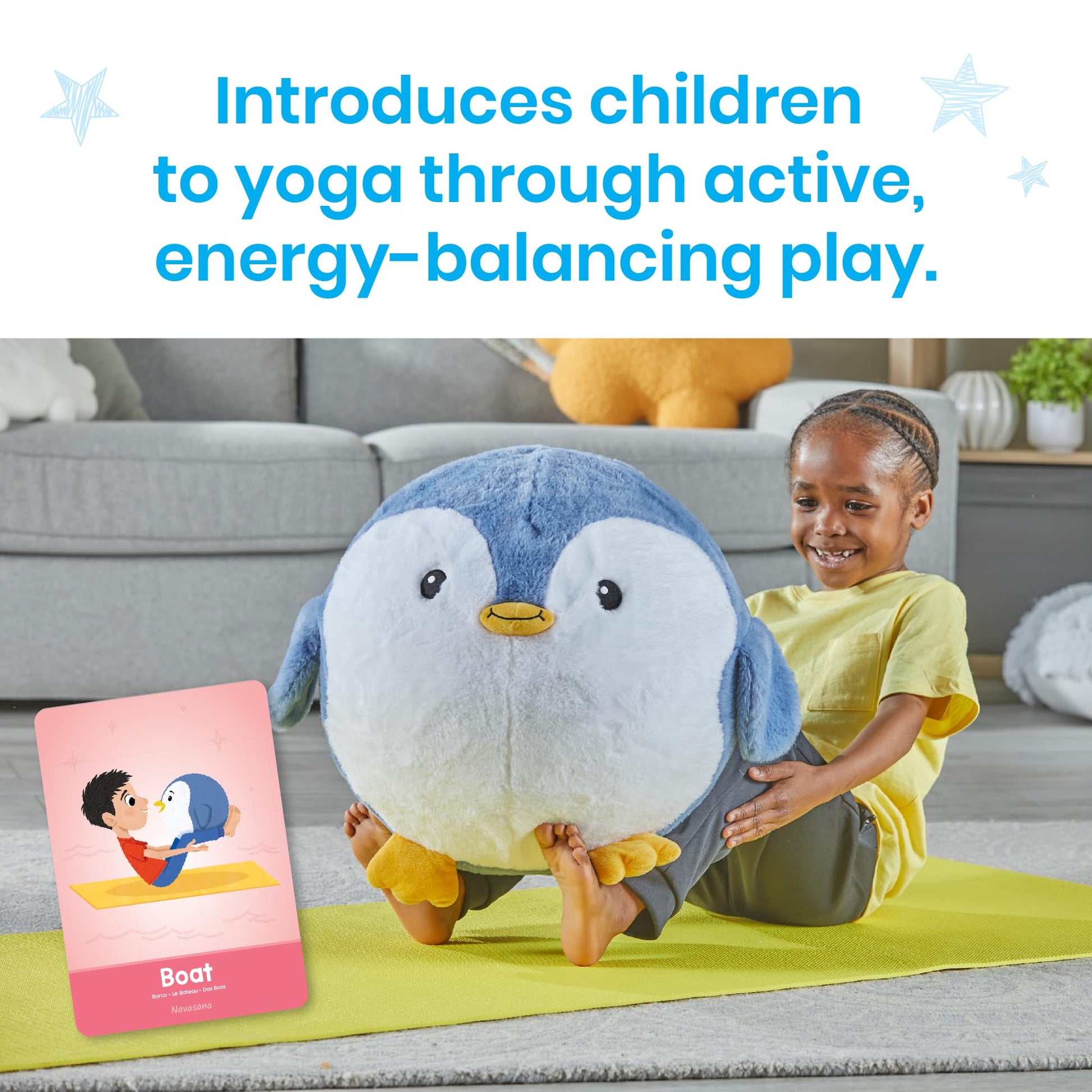 hand2mind Penguin BubblePlush Yoga Ball Buddy, Yoga Ball for Kids, Calming Corner for Items, Kids Exercise Equipment, Occupational Therapy Toys