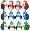 Cool Winter Antarctica Penguin in Santa Hat Rubber Ducks (2") Standard Size. (12 Pack) Cute Duck Bath Tub Pool Toys. (Penguin Rubber Duckies)