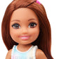 Barbie Club Chelsea Doll (6-inch Brunette) Wearing Unicorn-Themed Graphic and Star Skirt, for 3 to 7 Year Olds