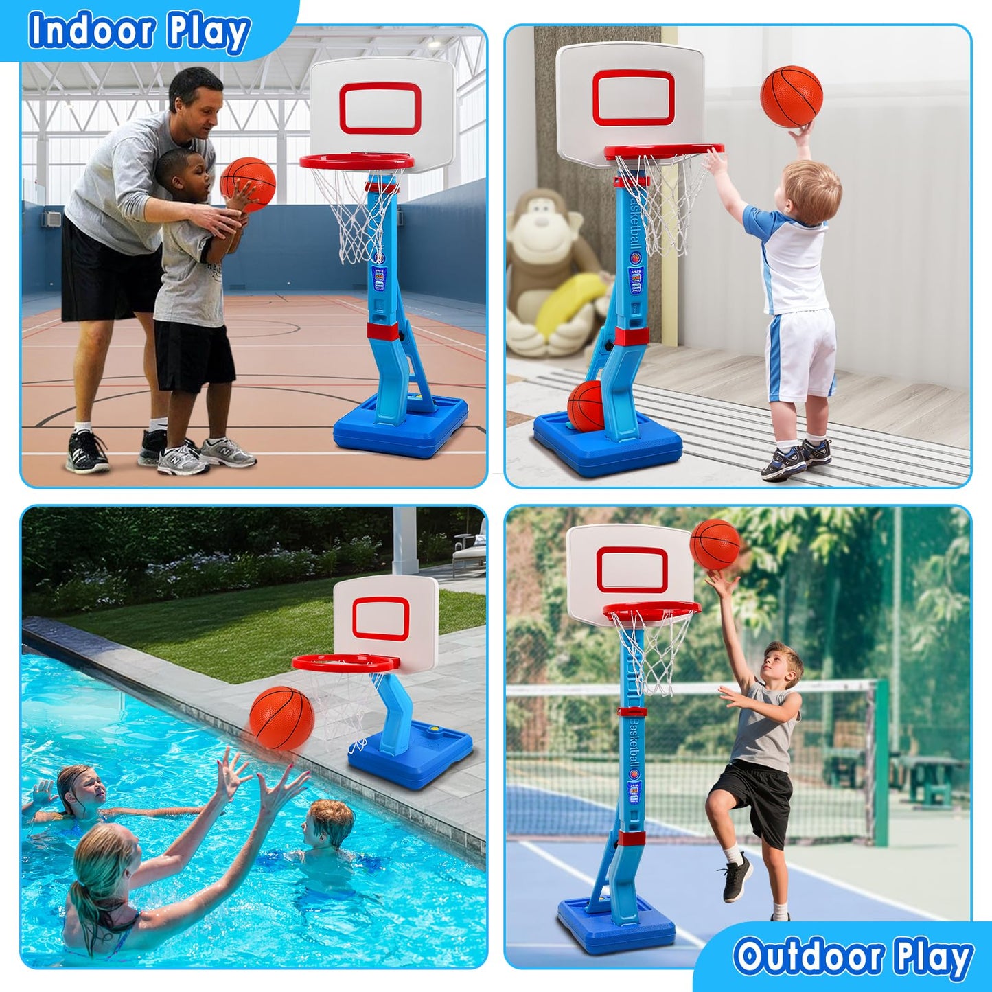 Toddler Basketball Hoop Set, Adjustable Kids Basketball Hoop for Boys Girls