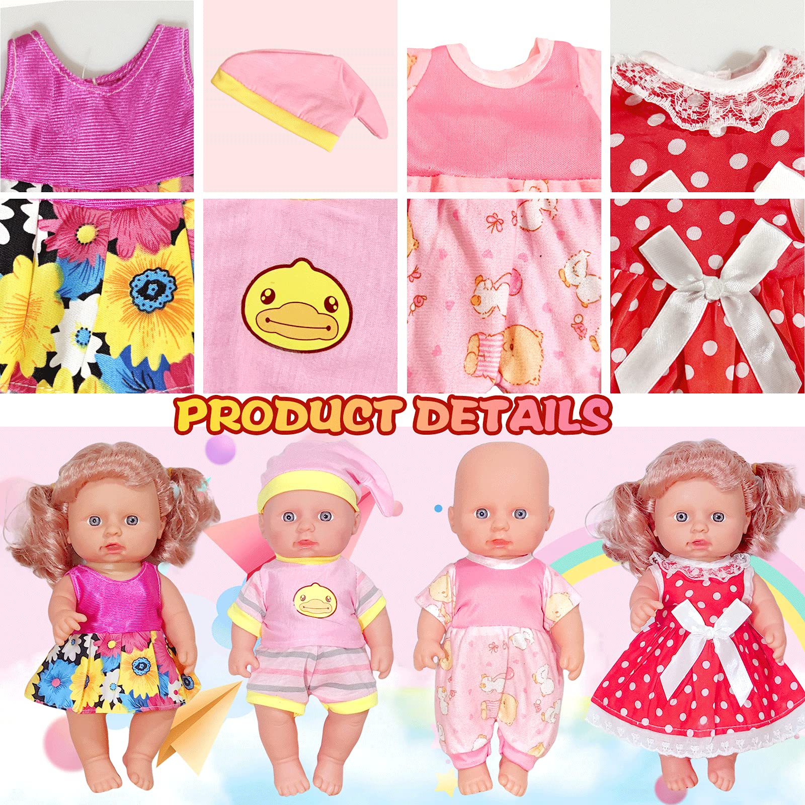 ARTST Doll-Clothes-Accessories 7 Set Baby-Doll-Clothes Suitable for 8-10-Inch-Dolls Included Tablewar and Hangers