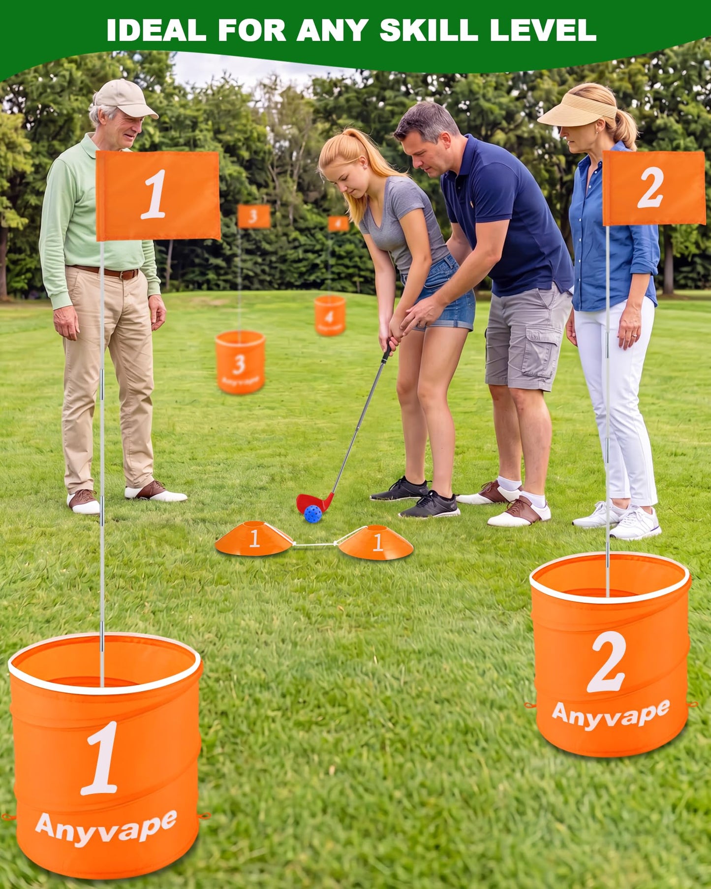 Anyvape Golf Bucket Yard Game 6 Holes Outdoor Backyard Golf Game for Adults