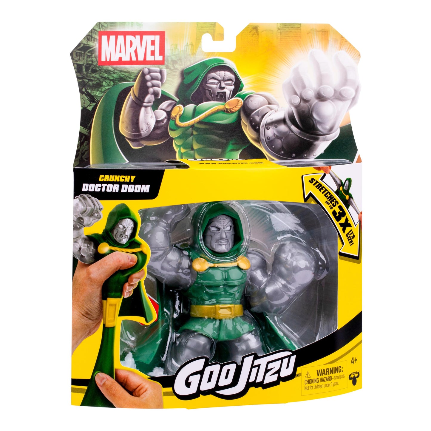 Goo Jitzu Marvel Avengers Dr Doom, Stretchy Action Figure, Super Stretchy with Unique Crackly Marble Filling, Collect All 3