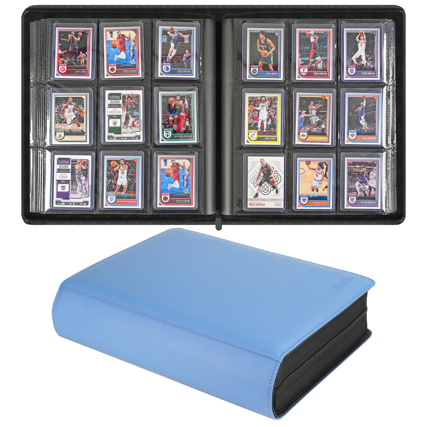 Sibonic 9 Pocket TopLoader Binder, Holds 360 3”x4” Toploader Hard Cases, Sleeves Card Collection Binder, 20 Double Sided Pages, Compatible with