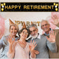 ANATANOWOR Retirement Party Decorations, Large Black and Gold Happy Retirement Banner, Retirement Party Decorations Men, Retirement Banner for Women