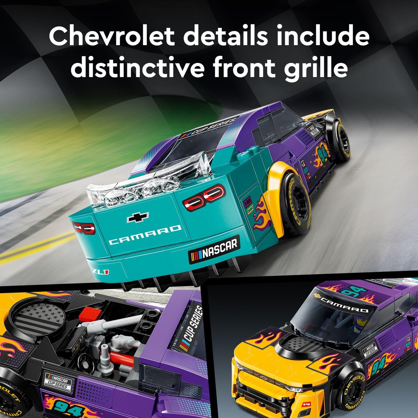 LEGO Speed Champions NASCAR Next Gen Chevrolet Camaro ZL1, Model Racecar Building Set, NASCAR Collectible Racing Toy for Kids Ages 9 and Up, 76935