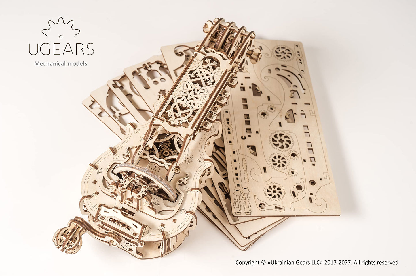 UGEARS Hurdy-Gurdy Musical Instrument 3D Wooden Puzzles for Adults - Wooden Model Kits for Adults Medieval Hurdy Gurdy Instruments Folk Instruments