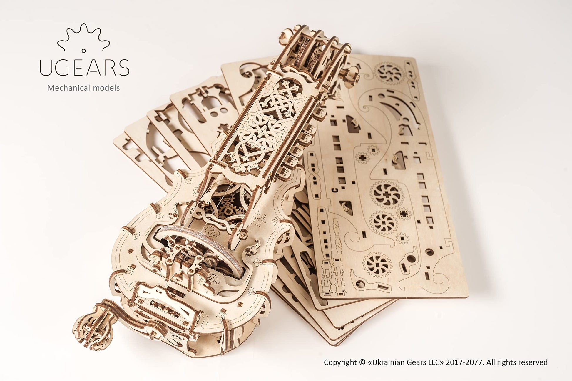 UGEARS Hurdy-Gurdy Musical Instrument 3D Wooden Puzzles for Adults - Wooden Model Kits for Adults Medieval Hurdy Gurdy Instruments Folk Instruments
