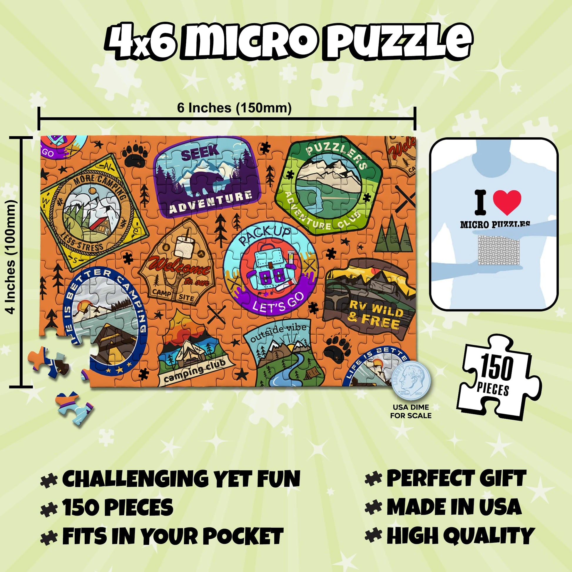 MicroPuzzles “Road Trip” Mini Jigsaw Puzzle 2-Pack - 150-Piece Adventure Travel 4×6 in Puzzle Gift | Made in USA | Small Business