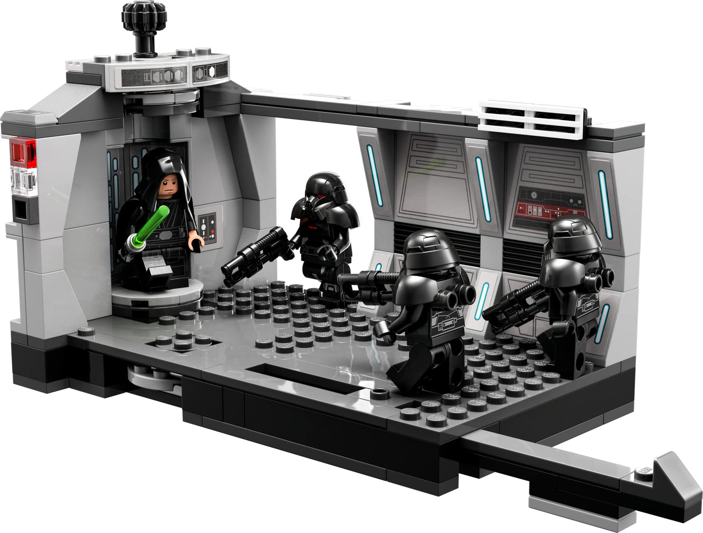 LEGO Star Wars Dark Trooper Attack Set, Mandalorian Building Toy 75324, with Revolving Elevator, Luke Skywalker Minifigure and Lightsaber, Pretend