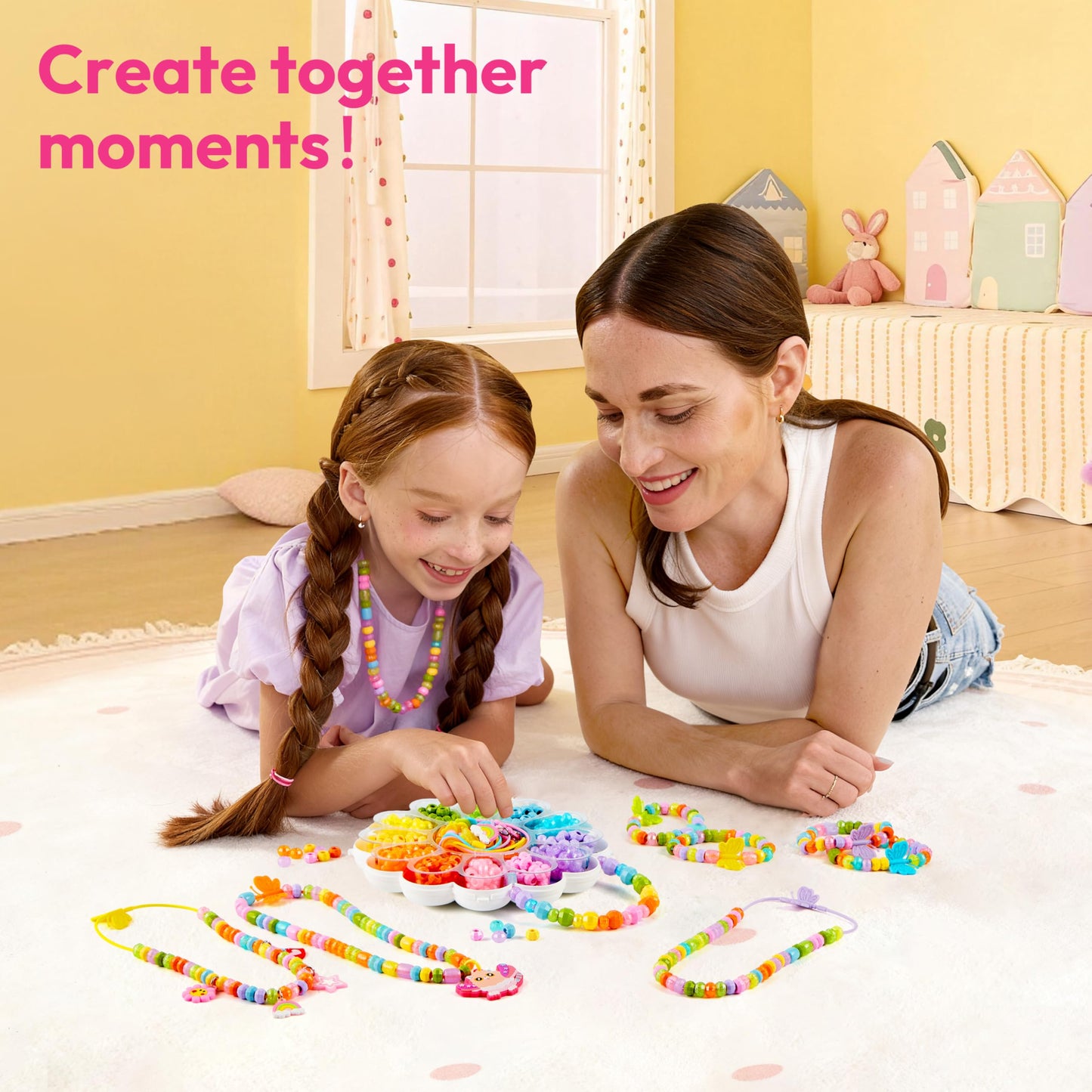 JOVA Klever Kits Jewelry Making Kit, Bracelet Making Kit with Bead, Kids Jewelry Bracelet Kit, DIY Kit with 350+ Colorful Beads, Flower-Shaped Storage