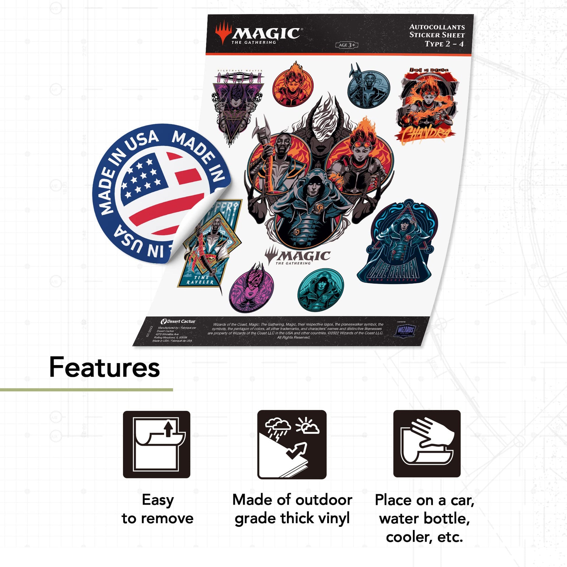 Desert Cactus Magic: The Gathering Sticker Vinyl Decal Laptop Water Bottle Car Scrapbook Decorations Birthday Favor Party Supplies (2-4)