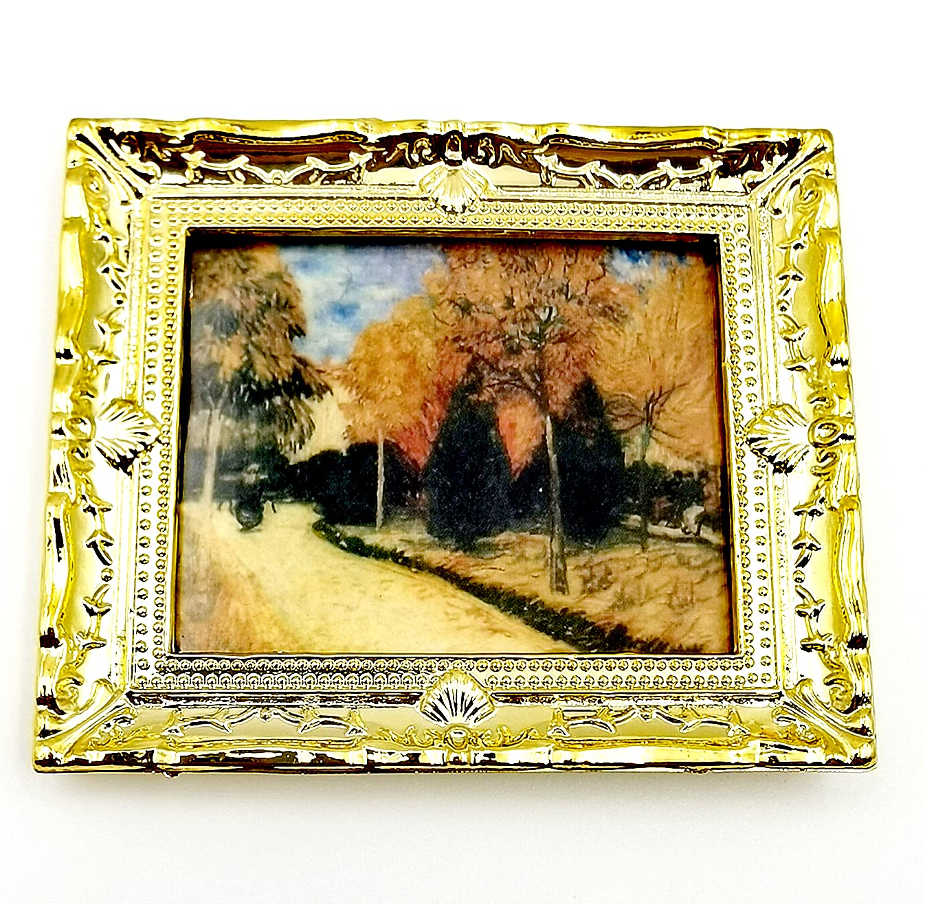 SXFSE Dollhouse Decoration Accessories, 1:12 Dollhouse Miniature Painted Wooden Frame Mural Accessories (A)