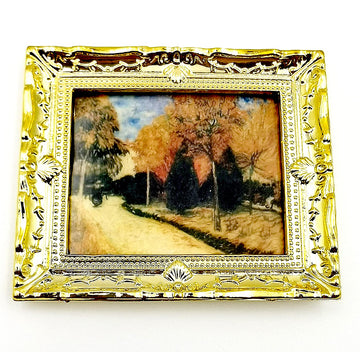 SXFSE Dollhouse Decoration Accessories, 1:12 Dollhouse Miniature Painted Wooden Frame Mural Accessories (A)