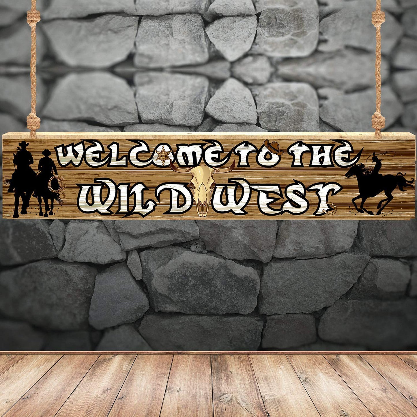 Blulu Western Party Decorations Wild West Themed Cowboy Cowgirl 5.1x1ft Welcome to the Wild West Banner Backdrop Party Decor Saloon Supplies