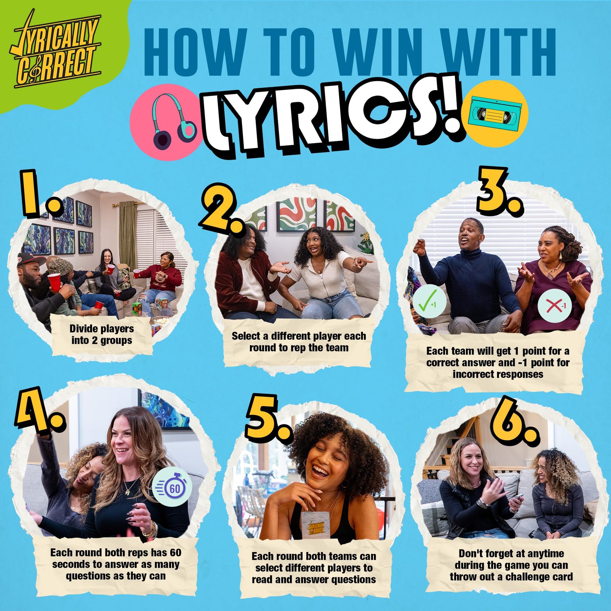 Lyrically Correct 90s & 2000s Pop Music Trivia Card Game for Adults & Families - Finish The Lyrics Party Game for Game Night, Girls Night