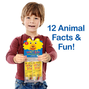 WikkiStix Animal Activity Pak - Features 12 Zoo Animals with Hands-on Activity and Fun Fact on Each, Made in The USA! Multiple Colors !