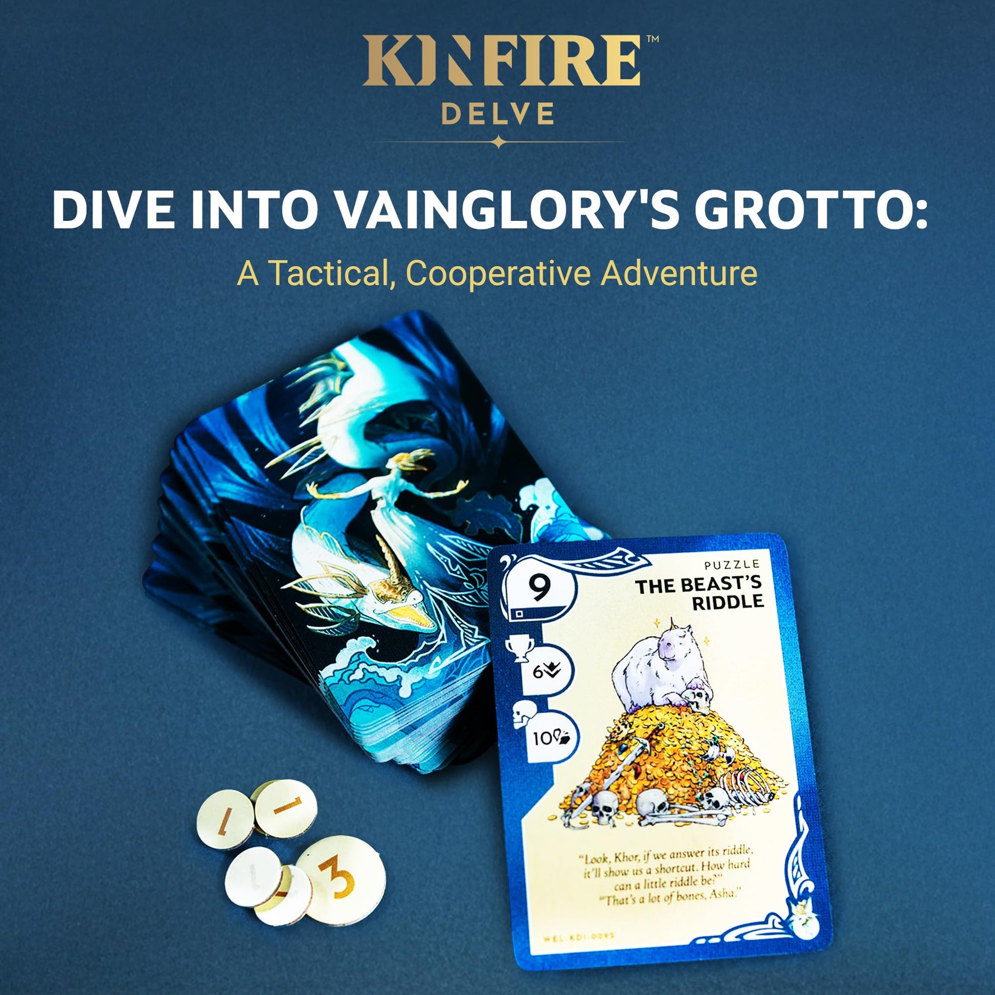 Incredible Dream Kinfire Delve: Vainglory’s Grotto - Solo or 2-Player Tactical Card and Dice Game - Puzzle-Focused Fantasy Adventure - 60+ Minute