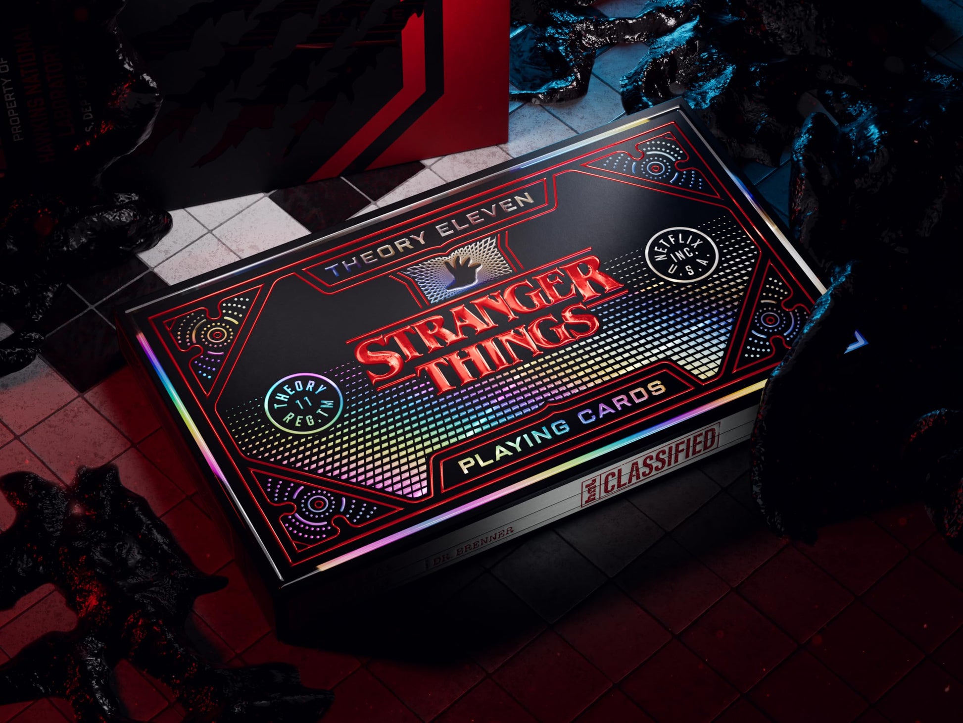 theory11 Stranger Things Box Set - 3 Deck Playing Card Collection with Upside Down Special Edition, VHS-Style Box, Magic, Cardistry, Game Night Gift